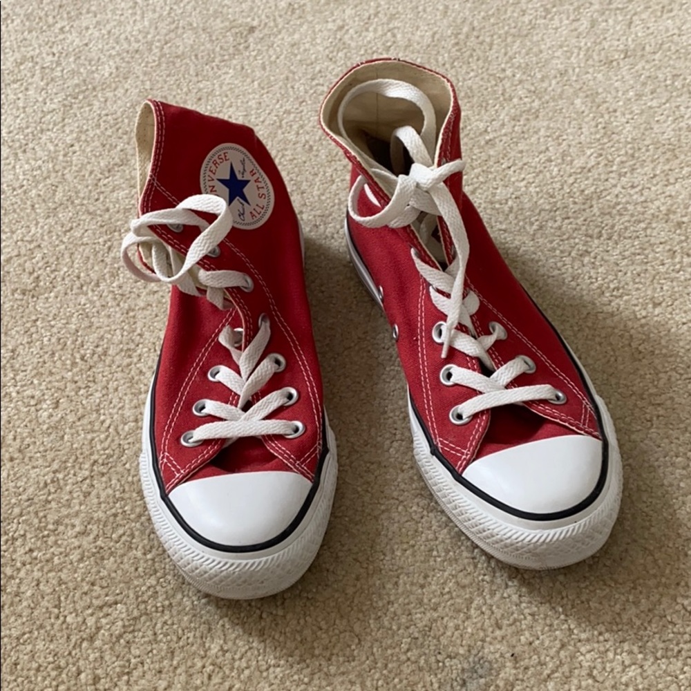 Red converse high tops